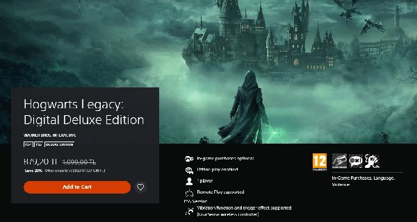 Hogwarts Legacy has received its first discount in the PlayStation Store