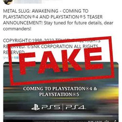 SNK warns that the announcement of Metal Slug: Awakening for PS4 and PS5 came from a fake account